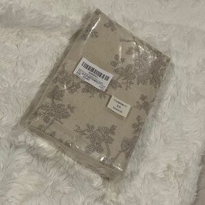 Floral Print Beige Canvas Pouch - Neutral Botanical Pattern